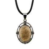 Silver Oval Gemstone Necklace 45CM Black Cord #SN1502S Crystal Pendant 13X18mm Cabs