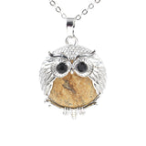 Silver Owl Gemstone Necklace SN1758S Bird Animal Pendant with 45CM 0 Chain