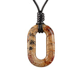 Hand-Polished Hollow O-Shape Gemstone Pendant, 25×40mm Adjustable Rope Necklace, Unique Natural Crystal Daily Wear Jewelry
