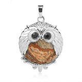 Silver Owl Gemstone Pendant For Making Jewelry #SP1758-28x36MM Size: Aprox 28x38MM -25MM Cabs