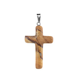 Natural Gemstone Cross Pendant for Jewelry Making DIY Necklace 27X40mm
