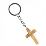 Handmade Natural Gemstone Cross Pendant Keychain, Carved Christian Cross Key Accessories for Women Men, Religious Gift, Jewelry Key Chain 27x40mm