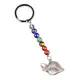 1.0 Inch Hand Carved Snail Gemstone Figurine Pendant Keychain 7 Chakra Beads Chain #KC2323S-A4