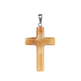 Natural Gemstone Cross Pendant for Jewelry Making DIY Necklace 27X40mm