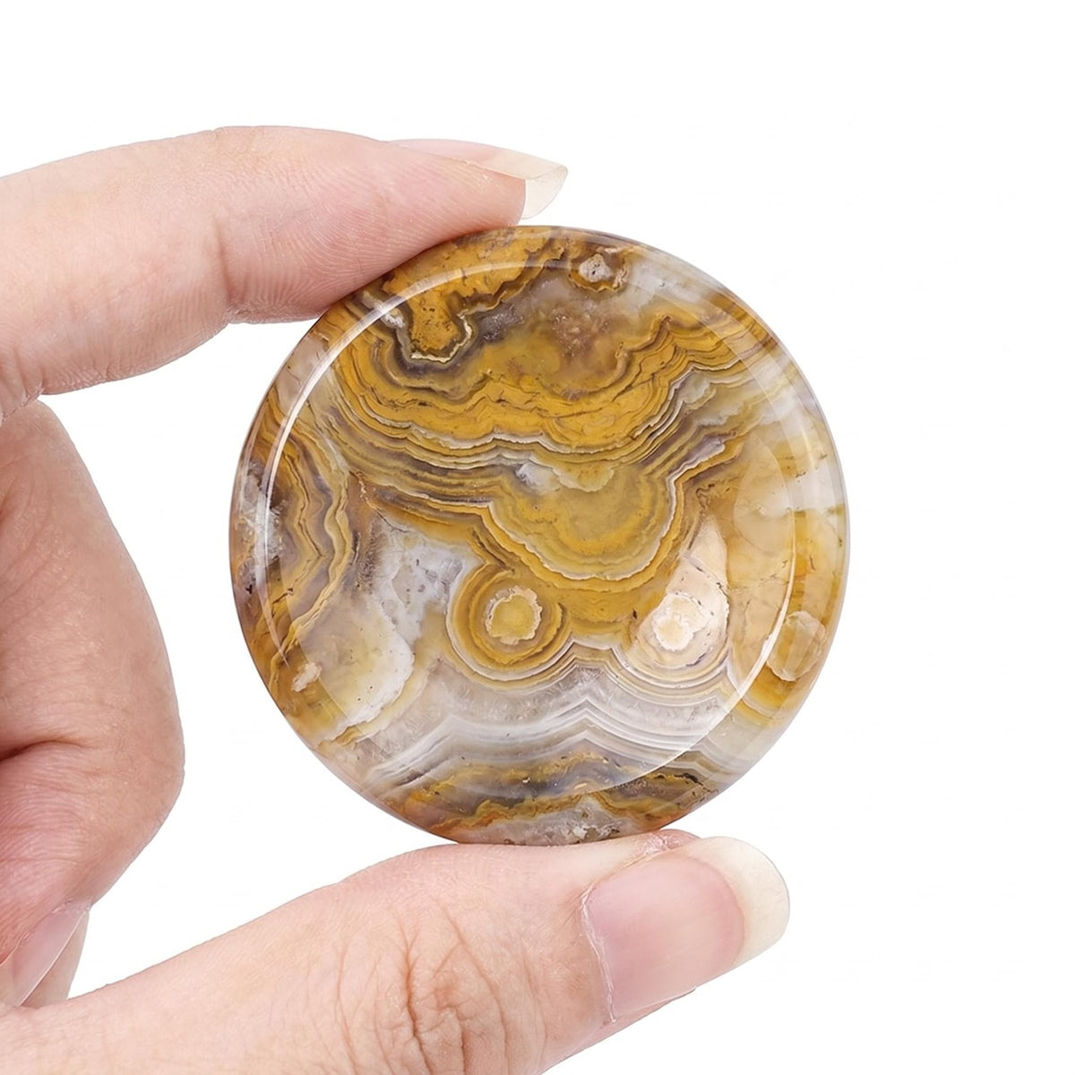 40mm Crazy Agate Meditation Disc Worry Stone for Stress & Anxiety Relief