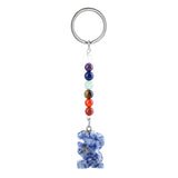 Gemstone Snal Pendant Keychain Hand Carved 25MM Animal Keyring 7 Chakra Beads Chain Accessories for Bag #KC2302S-A4