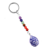 1Inch Gemstone Hedgehog Pendant Keychain 7 Chakra Beads Chain #KC2308S-A4