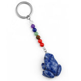 1Inch Frog Gemstone Pendant Keychain 7 Chakra Beads Chain #KC2309-A4