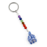1.0Inch Tortoise Gemstone Pendant Keychain 7 Chakra Beads Chain #KC2311S-A4