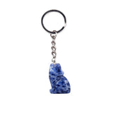 1.0Inch Hand Carved Gemstone Wolf Pendant Keychain #KC2314SS-A1