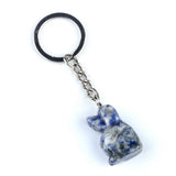 1.0 Inch Hand Carved Gemstone Dog Pendant Keychain #KC2316S-A1