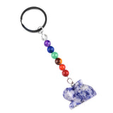 1.0Inch Handmade Craved Rabbit Animal Gemstone Pendant Keychain 7 Chakra Beads Chain #KC2320S-A4