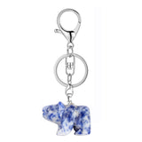 Hand-Carved Gemstone Bear Pendant Keychain – 25MM Natural Crystal Animal Charm with Sturdy Lobster Clasp, Perfect Key Ring Accessory for Bags & Purses #KC2324S-A3