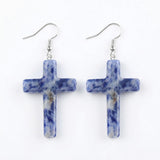 Sodalite  Cross Pendant 27X40mm Gemstone Jewelry Necklace Earrings