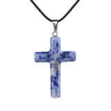 Sodalite  Cross Pendant 27X40mm Gemstone Jewelry Necklace Earrings