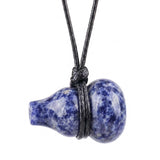 18X30MM Hand-Carved Natural Stone Gourd Pendant Necklace – Adjustable Healing Crystal Calabash Amulet
