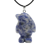 Gemstone Penguin Necklace - 45cm Black Cord Jewelry