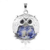 Silver Owl Gemstone Pendant For Making Jewelry #SP1758-28x36MM Size: Aprox 28x38MM -25MM Cabs