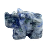 1.0Inch Handmade Carved Gemstone Rhinoceros Ornament For Home Office Desk Decor Mini Stone Animal Figurine Statue Reiki Healing Crystal #SP2306