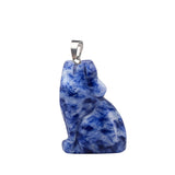 1.0Inch Hand Carved  Gemstone Wolf Animal Pendant for Making Jewelry #SP2314S-25MM