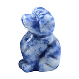 1.0 Inch Hand Carved Gemstone Dog Figurine Animal Ornament for Home Office Desk Decor #SP2317