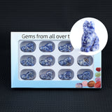 1.0 Inch Hand Carved Gemstone Cat Figurine Animal Ornament  12PCS In Box for Home Office Desk Decor #SP2319-12PA