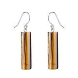Gemstone Cylinder Dangle Earrings – 8x30mm Polished Crystal Drop Earrings for Women & Girls – Healing Stone Jewelry Gift