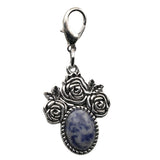 Silver Rose Flower Oval Gemstone Pendant Charms Tag #SP1503S-10X14mm Stone Cab