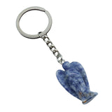 Handmade Craved 1.0Inch Gemstone Angel Pendant Charms Keychain #KC1531