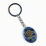 Oval Gemstone Disc Keychain– Carved with Custom Words & Symbol -The Shaman's Eye