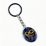 Oval Gemstone Disc Keychain– Carved with Custom Words & Symbol -Infinity Symbol