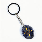 Oval Gemstone Disc Keychain– Carved with Custom Words & Symbol -Mindfulness Meditation