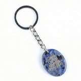Oval Gemstone Disc Keychain– Carved with Custom Words & Symbol -Good Things Happen Everyday