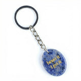 Oval Gemstone Disc Keychain– Carved with Custom Words & Symbol -I want it I got it