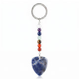 Gemstone Guitar Pick Keychain 7 Charka Chain KC2030