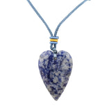 Long Heart Gemstone Pendant Necklace for Women Men Adjustable Colorful Rope