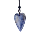 Long Heart Gemstone Pendant Necklace for Women Men Adjustable Black Rope