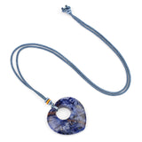 40mm Heart Gemstone Pendant Necklace Adjustable Colorful Rope