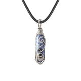 Handmade Wire Wrapped Hexagonal Point Gemstone Pendant Necklace #SN1753-45CM Cord