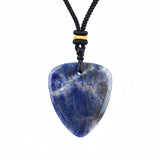 Gemstone Guitar Pick Pendant Necklace with Adjustable Cord SN2030-BK23