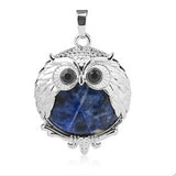 Silver Owl Gemstone Pendant For Making Jewelry #SP1758-28x36MM Size: Aprox 28x38MM -25MM Cabs