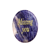 Worry Healing Palm Stones for Meditation Prayer Home Decor ( Missing You)  35x45MM #SP1904G-W02