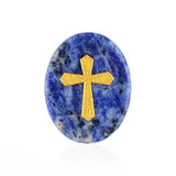 35x45MM Worry Healing Palm Stones for Meditation & Prayer with Gold Cross Design SP1904G-W17