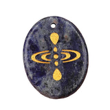 35x45mm Oval Natural Gemstone Pendant, Engraved "Mindfulness Meditation ", Polished Crystal Disc Charm for Spiritual Jewelry, Necklace Making