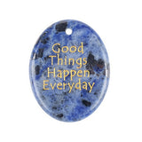 35x45mm Oval Gemstone Pendant "Good Things Happen Everyday" – Natural Stone Charm for Jewelry Making