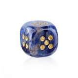 15mm Handmade Carved Gemstone Dice – Natural Stone Crystal Game Dice with Gold Pips – Premium Rounded Edge D6 for Board Games, Tarot, RPG & Decorative Use