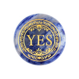 25mm Natural Gemstone Decision Stone Double-Sided Engraved YES / NO Palm Stones Gold Lettering Divination Healing Crystals for Gift