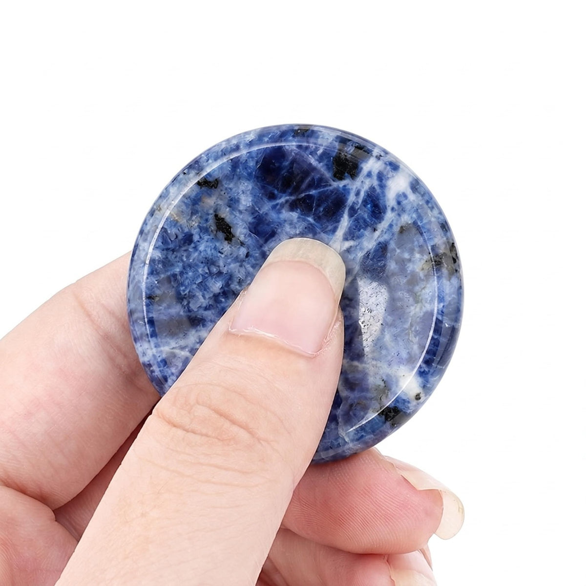 40mm Sodalite Meditation Disc Worry Stone for Stress & Anxiety Relief
