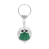 Silver Owl Gemstone Pendant  Bird Animal Keychain KC1758S