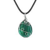 Handmade Wire Wrapped Teardrop Gemstone Pendant Necklace  #SN1752S 45CM Cord Chain